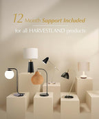 HarvestLand HaloBar Brass Desk Lamp Home Office – White Industrial Table Lamp with Solid Base for Office, Reading Lamps for Bedside Table, Study and Reading Task Lamp, Christmas Gifts for Adults
