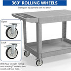 550LBS Utility Cart, Flat Top 46x25 Inch Utility Cart with Wheels,Heavy Duty Service Cart-Lipped Shelves,Ergonomic Storage Handle and Swivel Wheels for Warehouse, Garage, Cleaning,Gray