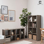 Fencer Wire 13-Inch Cube Storage Organizer Shelf, with Extra Thick Exterior Edge, Room Open Storage Shelf Divider, Bookcase, 6-Cube / 8-Cube / 9-Cube, Colors Available in Rustic Grey Oak and White