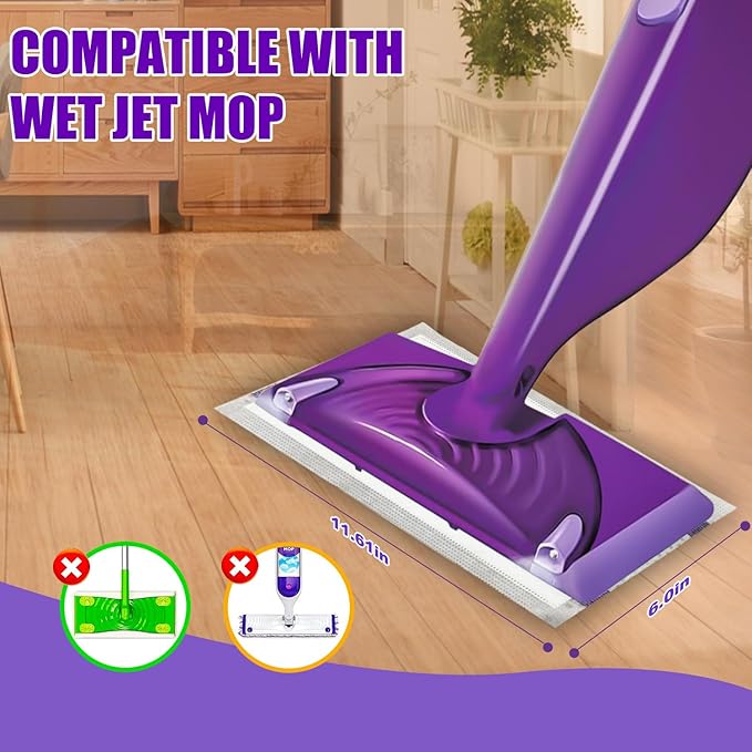 80 Pack Wet Jet Pads for Swiffer Wet Jet Spray Mop - Disposable Wet Jet Refills for All-Purpose Multi-Surface Hardwood Floor Cleaning, 4 Layers Thickened & Durable | Heavy-Duty Absorbent | Sticky