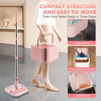 KZKR Square Spin Mop and Bucket Set with Self Separation Dirty and Clean Water System,Self Wringing 360° Rotating Mops Head for Home Floors Cleaning (2.0 mop Bucket Set with 2 Pads)