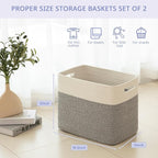 OIAHOMY Storage baskets for Shelf, Toy Storage Basket, Collapsible Storage Bins, Blanket Basket Living Room, Closet Storage for Bedroom, 16.5 x 13 x 12 Inches-Pack of 2-Brown