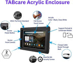 TABcare Security Anti-Theft Acrylic VESA Enclosure for Amazon Fire Max 11 with Free Wall Mount Kit & 90-Degree USB C Charge Cable(Clear, Fire Max 11)