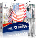 Fabric Pop Up Display Stand Custom Exhibit Booth Trade Show Backdrop Display Banner Collapsible Pop-Up Backdrop with Stand 17.5x7.5 FT