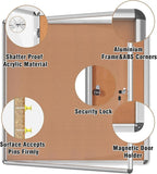 Mifuro 38"x38" Enclosed Bulletin Board, Lockable Weather-Resistant Aluminum Cork Noticeboard for School & Office, Silver Frame w/Cork