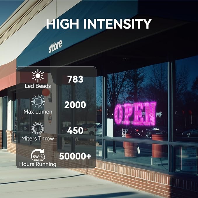 40'' × 14'' Large LED Open Signs for buiness with Remote, 14 Scene Modes Unique Design Light Up Sign for Window Store Retail Restaurant Pink