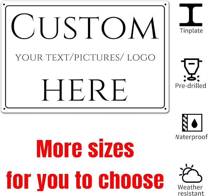 Custom Sign,Aluminum Weatherproof Metal Sign Multiple Sizes, Customize for Wall decoration, garden tips, Business, Workplace, office, Home, Delivery Signs(10 * 7Inch)