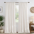 NICETOWN Natural Linen Cream 108 inches Long Curtains, Pleat Tab Privacy Added Curtains & Drapes with Light Filtering Window Treatments for Living Room/Bedroom, W52 x L108, 2 Panels