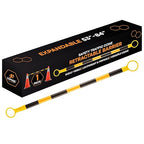 Retractable Barrier for Safety Traffic Cones - 2" OD - Large Yellow and Black Bar Barricade - for Road Construction, Parking, Warning, Temporary Security Divider (1, Yellow & Black, 53" x 84")