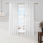 Nanspring White Linen Curtains 64 Inches Long 2 Panels Set Back Tab Rod Pocket Semi Sheer Light Filtering Curtains Airy Elegant Window Privacy Drapes for Kitchen Bedroom Children Living Room 52x64