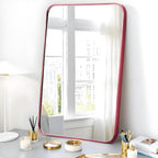 30x20 Mirror Rectangle Wall Mounted Aluminum Metal Frame Square Mirrors for Entryway Girl Bedroom Bathroom Living Room 30 20 inch Pink Rose Gold