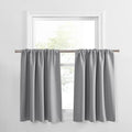 PONY DANCE Half Window Curtains - Kitchen Tiers Short Length Rod Pocket Valances Thermal Insulated Drapes for Nursery/Bathroom, 42 W x 30 L, Silver Grey, 2 Panels