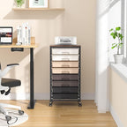 Rolling Storage Cart with Drawers, Rolling Drawer Cart and Wooden Tabletop,Storage Drawer Cart for Living Room,Classroom,Bedroom,Bathroom,Dorm,Office,Brown Gradient