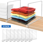 12 Inches Tall [Extra Tall Version] Shelf Dividers for Closet Organization and Storage, 8 Pack Purse Organizer for Closet Acrylic Bookshelf for Organization, Perfect for Sweater Shirts Handbags
