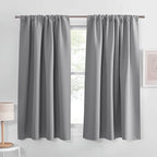 PONY DANCE Silver Grey Blackout Drapes for Girls Room - Home Decoration Privacy Protection Thermal Insulated Blackout Window Drape with Rod Pocket (2 Panels,52 x 45 Inch)