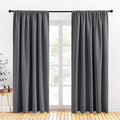 PONY DANCE Window Blackout Curtains - Light Blocking Home Decor Rod Pocket Wide Curtain Panels & Drapes for Living Room, 70 x 84 Inches, Gray, 2 Pieces