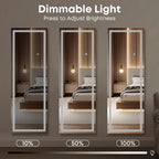 Kosmonia 59x16 Frameless Full Length Mirror, Dimmable 3 Color LED Light w/Memory Function, Distortion Free, HD Reflection & Anti Desilvering, Tempered Glass & Shatter Proof Film Doubling Safety
