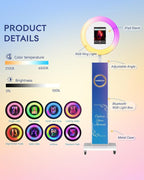 HARZHI Portable Photo Booth Compatible with Ipad, Large Lightbox Ipad Photo Booth for Christmas Wedding Party Provide ChackTok Software APP VIP, Free Custome Logo, Flight Case White