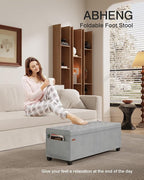 Velvet Storage Ottoman Bench, End of Bed Bench with Legs, Large Entryway Bench, Foot Rest Stool, Tea Table for Bedroom, Living Room, Loads 770 lb, 15.7"L x 43"W x 15.7"H, Dove Gray, UASND62G