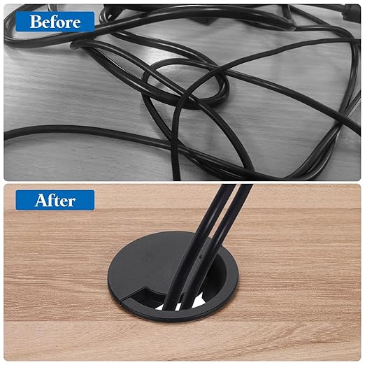 uxcell 6 Pcs Desk Grommet, 60 Mm/2.36 Inch Cable Wire Grommet Organizer, Desk Hole Cover for Home Office Computer Equipment, Silver
