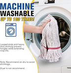 Matthew Cleaning Commercial Mop Head Replacement, 5 Inch Wide Headband, Looped End Cotton Blend String Wet Mops for Floor Cleaning, 18 oz Medium, Case Pack 12 Pcs White