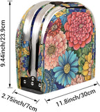 Flowers Collapsible Market Basket, Colorful Floral Leakproof Folding Collapsible Portable Picnic Basket Strong Aluminum Frame for Travel, Shopping, Camping & Lake Trips