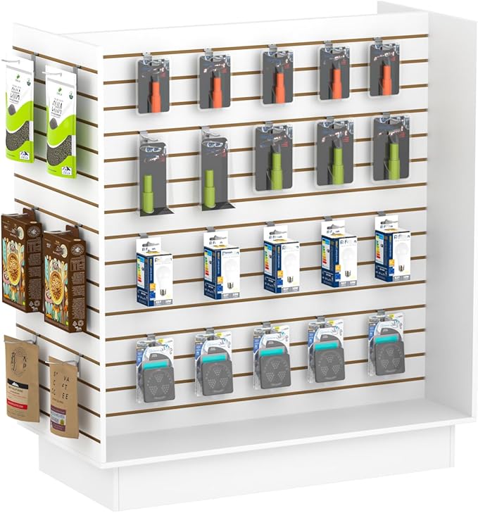 49.5”W x 24”D x 54”H - Retail Slat Wall Gondola Display with 3” Slatwall Units，White Versatile H-Unit Slatwall Display Stand