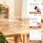 6Pcs Buffet Risers with Mini Sign and Maker, Clear Food Display Risers for Party, Acrylic Risers Display Stand for Buffet Table, Catering Displays for Dessert, Acrylic Boxes with Hollow Bottoms(8",7",6",5",4",3")