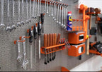 OmniWall Modular Metal Pegboard System, 16x48 inches, Steel Construction, Wall-Mounted Tool Storage (Silver, Vertical)
