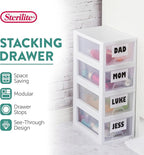 Sterilite 6-Pack 6 Quart Stacking Drawer, Clear Storage Closet Organizer, White Frame - Stackable Modular Plastic Drawers for Clothes, Accessories, Craft Supplies, Shoes or Linens