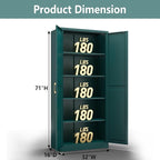 Kitchen Pantry Cabinet, 71 Inch Tall Metal Pantry Cabinet with Doors and Adjustable Shelves, Freestanding Food Cupboard, Storage Cabinets for Dining, Living Room, Green-Teal, Assemble Required