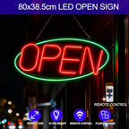 32'' X 15'' ASBAVA Super Bright LED Open Sign Remote Controlled — Dynamic Light Modes Neon Large Open Sign for business - Get Your Business Seen Day or Night (RED and GREEN)
