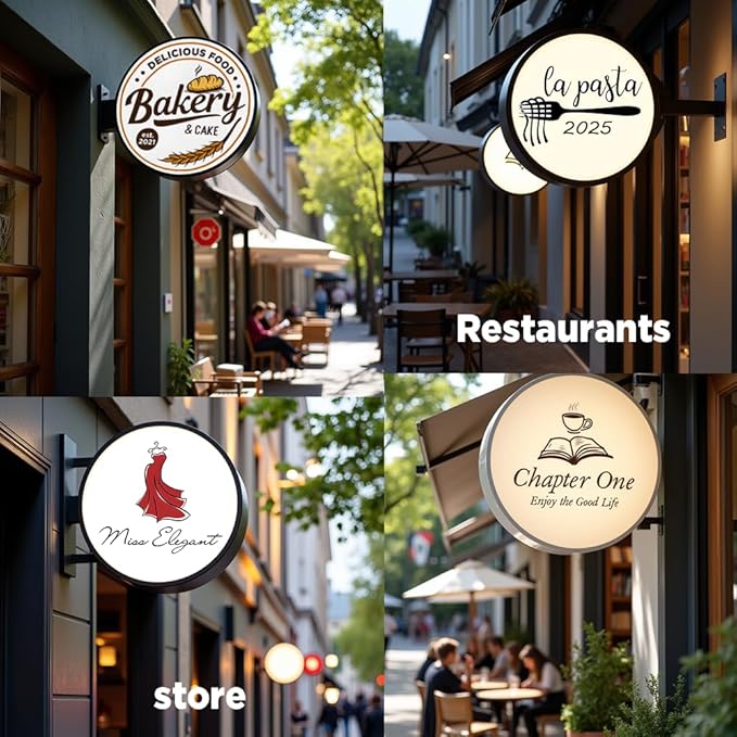 Personalized Advertising Lightbox, Custom Double Sided Light Box Sign, Business Signs for Outside, Waterproof LED Lightbox for Pet Stores, Bar, Restaurants, Hotel, Coffee Shop– Round (12" to 28")
