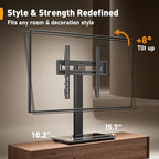 Perlegear Universal Swivel TV Stand Base for 32–70 inch TVs, Height Adjustable Table Top TV Stand with Tilt, Tempered Glass Base, Holds up to 88 lbs, VESA 400x400mm