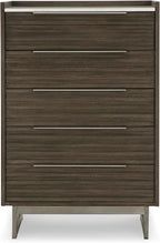 Signature Design by Ashley Arkenton Modern 5-Drawer Chest of Drawers with Safety Stop, Soft Close and Felt Lined, Gray & White