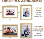 Natural Oak 9x12 Picture Frames Mat to 6x8 Picture Display Set of 3,Original Wood Handcrafted 9x12 Wooden Photo Frame with Tempered Glass Graduation Family Wedding Pictures Tabletop & Wall Decor