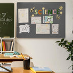 Large Bulletin Board - 48 x 36 Inches, Decorative Felt Pin Board for Wall - 4' x 3' Foldable Photo Display Board with Self-Adhesive Tape, Includes 20 Push Pins - Gray