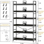 HCHQHS Bookshelf, Adjustable Industrial Bookcase, Vertical Tall Book Shelf, Wood and Black Metal Open Bookshelves for Home Office, Living Room, Bedroom (Black, 6-Tier (31" W x 70" H))