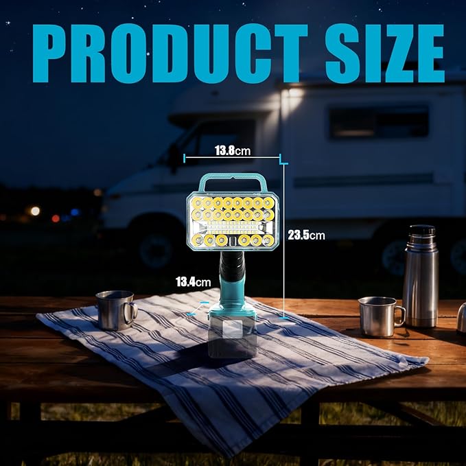 Cordless LED Work Light for Makita 18V Battery, 2000LM Portable Handheld Flashlights Tool with USB Port and 3 Brightness Modes for Camping, Fishing, Job Site, Indoor & Outdoor Use