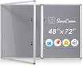 SWANCROWN Enclosed Bulletin Board 48x36in, Tamperproof Lockable Grey Felt Board Wall Display Case with 2 Locks for Office School Commerce, Aluminum Frame, Pack of 2