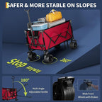 35" Foldable Wagon for Beach with 350lbs Weight Capacity, Heavy Duty 280L Extra Large Collapsible Foldable Wagon for Camping, All Terrain Beach Wagons Extended with Cup Holders for Sand