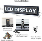 Programmable Scrolling LED Signs WIFI Control for Businesse, P10 Outdoor Sign Custom Message Board Digita Display Advertising Screen, RGB Full Color High Brightness Led Signage 39"X8"