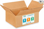 IDL Packaging Small Moving Boxes - 8"L x 6"W x 3"H (25-Pack) - Extra Strength 200 lb Corrugated Packing Boxes