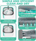 Upgraded Spin Mop and Bucket System Set, Self Separate Clean and Dirty Water, Foldable Square Standing Mop Head with Microfiber Mop Pads, Detachable Bucket (White+Blue, Mop Set with 2PC Pads)