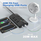 JUNNUJ Heavy Duty Surge Protector Power Strip with 6 Plug 4 USB Ports, 20 Amp 12 Gauge 6 FT Extension Cord with Multiple Outlets. Metal Wall Mount Outlet Extender for Garage Industrial Shop