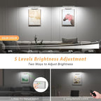 Lightbiz Picture Light, 15.35inch 5400mAh Rechargeable Picture Lights for Wall Battery Operated Wall Lights with Remote, 3 Colors Paintings Light Dimmable Art Light for Artwork, Gallery (Silver)