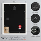 VCK 12x16 Picture Frame 5 Pack - White, High-End Wood Poster Frames with Tempered Glass, Display 8.5x11 Photo with Mat or 12x16 without Mat, Art Gallery-Quality, Wall Hanging, White