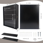 GMFrames 11x14 Wooden Shadow Box Frame with Removable Shelves Deep Display Case for Military Medals Keepsakes Black