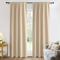 PONY DANCE Beige Curtains Decorative - Rod Pocket Top Curtains and Drapes Solid Soft Window Treatments Panels Light Block for Living Room, 52 Wide by 84 in Drop, Biscotti Beige, 2 PCs