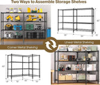 Himimi 4-Tier Adjustable Metal Shelving - 1600LBS Capacity, Heavy Duty Wire Organizer for Kitchen, Garage, Pantry, Laundry, 72" W x 18" D x 60" H, Black